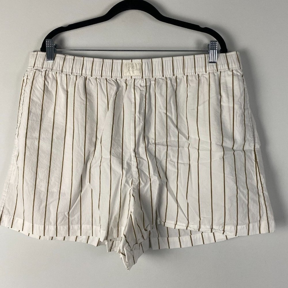J Crew Cotton poplin boxer short in stripe Womens 2XL Pull On White Brown
